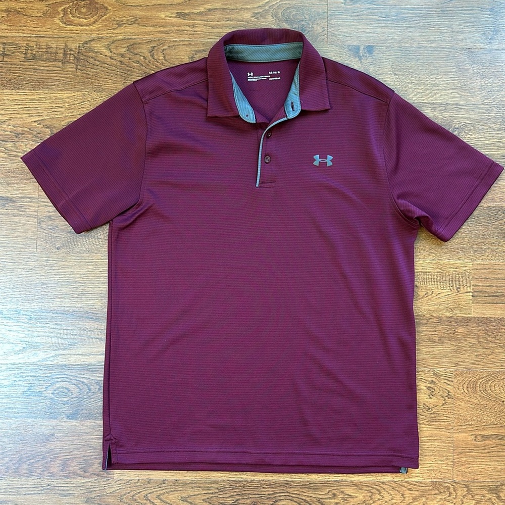 Under Armour Maroon Golf Polo, large, Burgundy